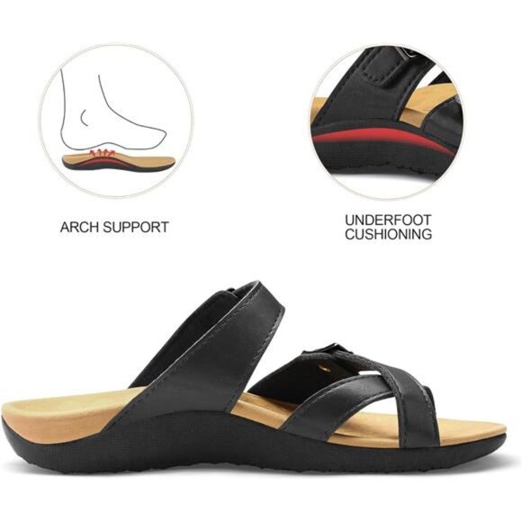 Women's Arch Support Slide Sandals Adjustable Orthopedic Flip Flops Walking Shoe - Picture 2 of 7